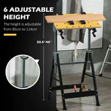 HOMCOM Portable Folding Workbench with Adjustable Height & Angle, 4 Clamping Pegs, 100 kg Capacity, Beige