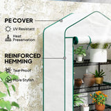 Outsunny Four-Tier Mini Greenhouse with Reinforced Plastic Cover and Roll-Up Door – Steel Frame Plant Shelter