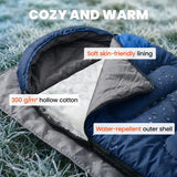 Outsunny 3 Season Sleeping Bag for Adults with L-Shaped Zip, Opens into Quilt – Lightweight & Compact, Navy Blue