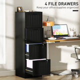 HOMCOM 4-Drawer Filing Cabinet with Lock & Adjustable Hanging Bars – Home Office Storage, Black