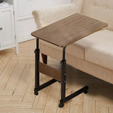 Height-Adjustable C-Shaped Overbed Table on Lockable Wheels – Mobile Laptop Tray, Bedside and Sofa Side Table