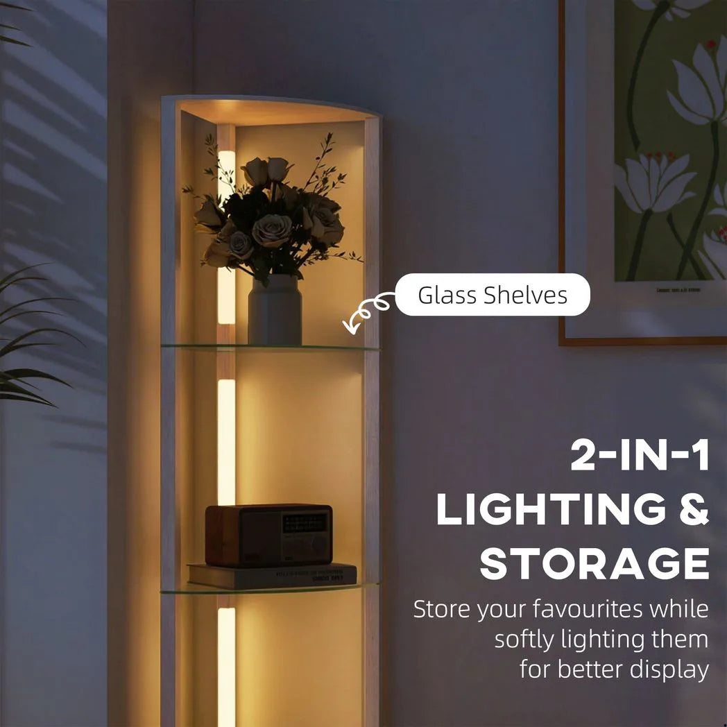 HOMCOM Dimmable LED Corner Shelf Floor Lamp with Foot Switch