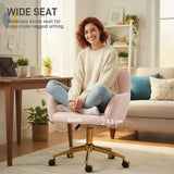 HOMCOM Faux Fur Rabbit Chair with 360° Swivel and Height Adjustment – Cosy Desk Chair, Light Pink