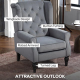 HOMCOM Retro Wingback Accent Chair with Button Tufting & Pocket Springs – Occasional Chair, Light Grey