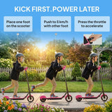 SPORTNOW Electric Scooter for Kids with LED Display, RGB Lights and Handbrake – Kick-to-Start, Pink