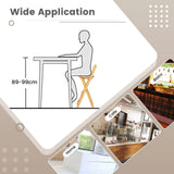 Foldable Bamboo Bar Stool with Backrest – Counter Height Kitchen Stool, Space-Saving Folding Design