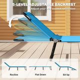 Outsunny Folding Garden Sun Lounger with Five-Position Backrest, Breathable Fabric Seat & Metal Frame, Sky Blue