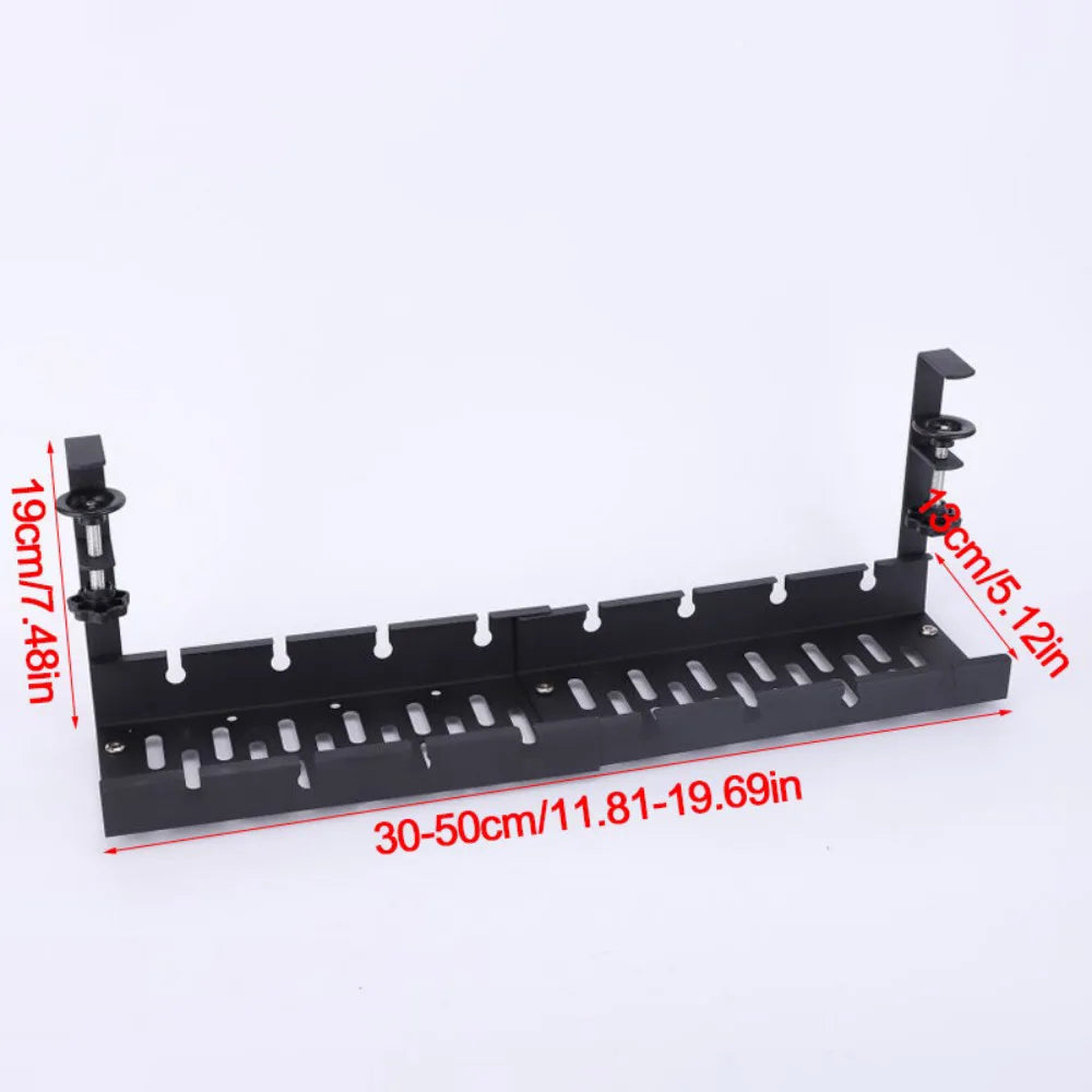 No Drill Under Desk Cable Management Tray with Clamp – Iron Wire Basket, Tool-Free Installation