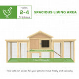 PawHut Large Wooden Chicken Coop with Nesting Box, Runs and Ramp – Two-Level Outdoor Poultry Hen House