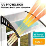 Outsunny Front Door Canopy with Polycarbonate Panels, 103 x 96.5cm – Outdoor Rain Shelter for Window and Porch, Clear