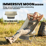 Outsunny Heavy Duty Folding Camping Chair with Side Pocket and Carry Bag, 120kg – Moon Chair, Khaki