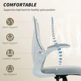 HOMCOM Mesh Office Chair with Foldable Backrest & Flip-Up Arms – Space-Saving Computer Desk Chair, Light Grey
