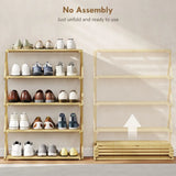 HOMCOM 5-Tier Folding Bamboo Shoe Rack – Holds 15 Pairs, No Assembly, Natural