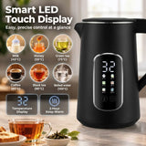 HOMCOM Kettle and Toaster Set with LED Touch Screen – Strix Kettle and 2-Slice Toaster, Black