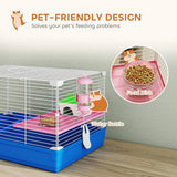 PawHut 2-Tier Portable Hamster Cage Starter Kit with Handle, Exercise Wheel, Water Bottle & Dishes – Blue