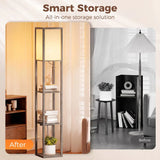 HOMCOM 3-Tier Column Shelf Floor Lamp