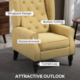 HOMCOM Wingback Accent Chair with Button Tufting and Pocket Spring Seat – Retro Upholstered Armchair, Yellow