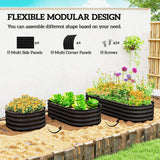 Outsunny Galvanised Steel Raised Garden Bed with Safety Edging, 150 x 62cm – Flowers and Herbs, Black