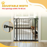 PawHut Extra Wide Pressure Fit Dog Gate with Double-Locking Door – Adjustable 75-85 cm Barrier, Black