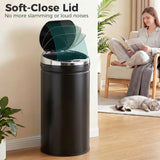 HOMCOM 42L Automatic Motion Sensor Rubbish Bin – Fingerprint-Resistant Stainless Steel Kitchen Bin, Black