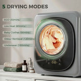 HOMCOM 4kg Vented Compact Tumble Dryer with 5 Drying Modes and Touch Display – 800W Dryer, Silver