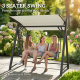 Outsunny 3 Seater Garden Swing Chair with Adjustable Canopy and Breathable Mesh Seat, 360 kg Capacity, White