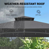 Outsunny 3 x 3 m Garden Gazebo with 2-Tier Roof, UPF 50 Fabric and Metal Frame – Outdoor Canopy Shelter, Dark Grey