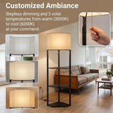 HOMCOM Corner Floor Lamp with Shelves and Lights