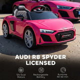 AIYAPLAY Licensed Audi R8 Spyder 12V Kids Electric Car with Remote Control & Dual Motors – Ride On, Pink