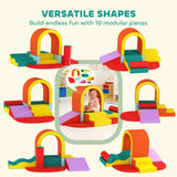 AIYAPLAY 10-Piece Kids Soft Play Set with PU Leather Foam Climbing Blocks for Climbing & Crawling