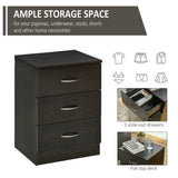 HOMCOM Three-Drawer Bedside Table with Wood-Effect Finish & Non-Slip Feet – Bedroom Nightstand, Black