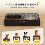 PawHut Raised Dog Bowl with Slow Feeder and 4 Adjustable Heights – Foldable Elevated Feeding Stand
