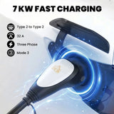 HOMCOM 10 m Type 2 EV Charging Cable, 7 kW 32A Mode 3 – Type 2 to Type 2 Extension Cable for EVs and PHEVs