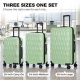 HOMCOM 3-Piece Hard Shell Suitcase Set with TSA Lock & 360° Spinner Wheels – 20/24/28 Inch Cabin & Checked Luggage, Green
