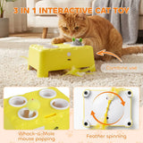 PawHut 3-in-1 Interactive Cat Toy with Mouse & Feather Teaser – Rechargeable Automatic Cat Toy