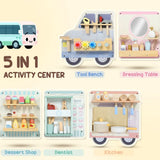 AIYAPLAY Wooden Busy Board with 5 Role Play Scenes – Wall Mounted Activity Panels for Kids, Truck Design