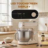 HOMCOM 6L 1400W Tilt-Head Stand Mixer with 11 Speeds, Pulse and Fermentation Function – LED Display, Cream