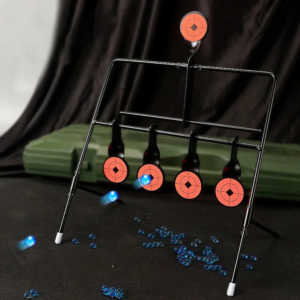 5 Self-Resetting Spinning Metal Swing Targets for Air Rifle Shooting – Practice Target Set with 10 Stickers