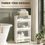 kleankin 4-Tier Slim Storage Cart with Wheels & Handle – Compact Rolling Trolley, 48W x 15D x 80H cm, White
