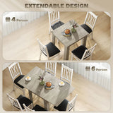 HOMCOM Folding Dining Table for 4-6 – Extendable Drop Leaf Kitchen Table for Small Spaces, Grey