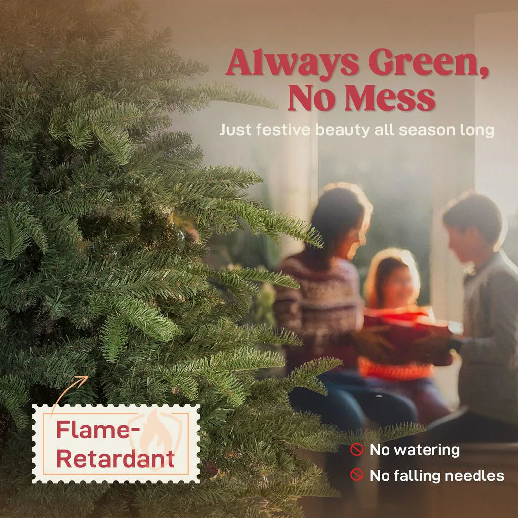 HOMCOM 5ft Artificial Christmas Tree with 772 Realistic Branches and Metal Stand – Easy Assembly, Green