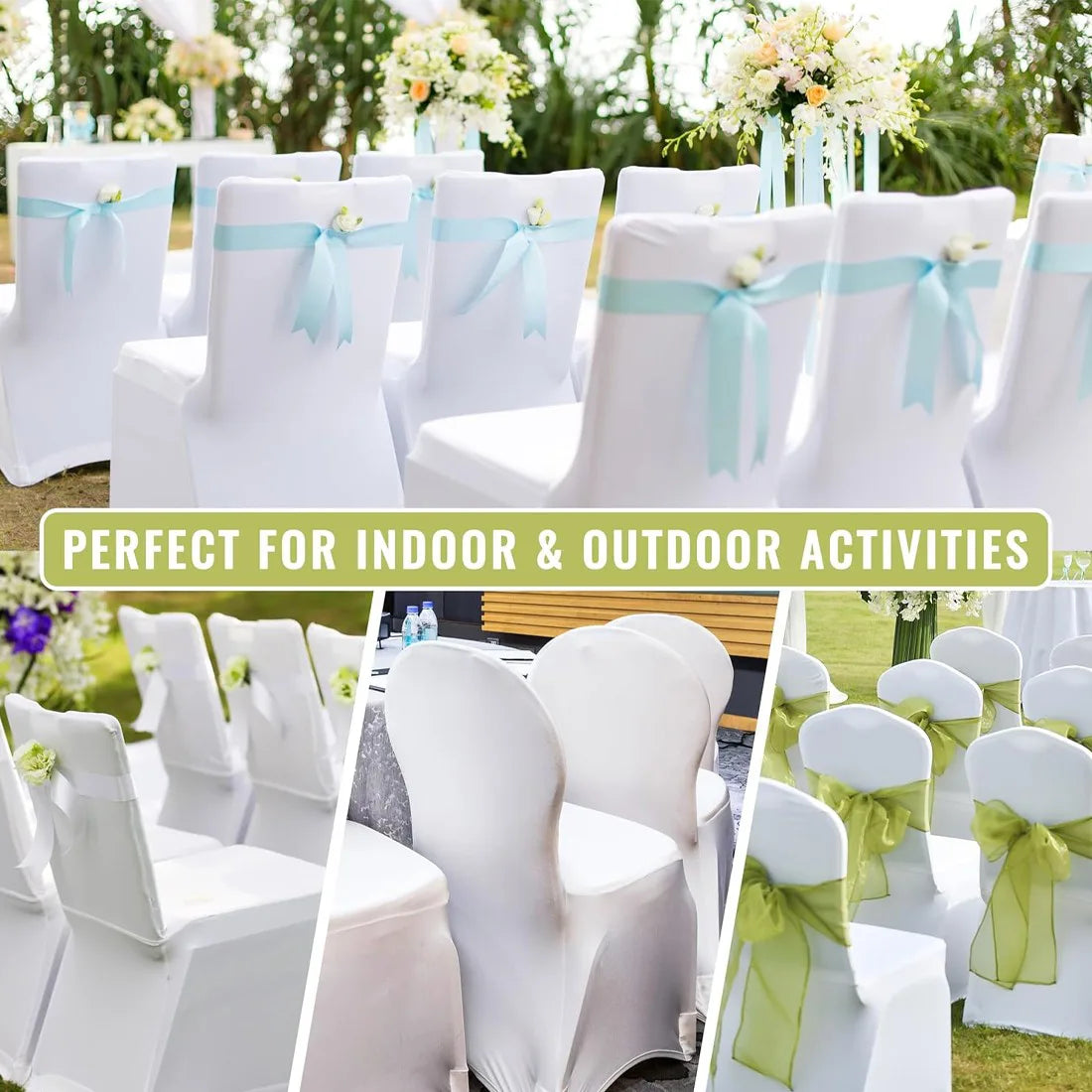 50-Pack White Stretch Spandex Folding Chair Covers – Weddings, Banquets and Parties