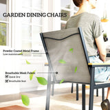 Outsunny 5 Piece Garden Dining Set with Tempered Glass Table and 4 Armchairs, Khaki
