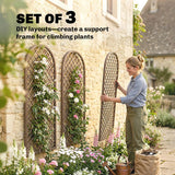 Outsunny Hand-Woven Wicker Garden Trellis Panel with Dome Top for Climbing Plants, 43 x 112 cm, Natural