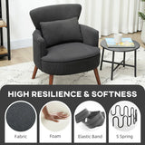 HOMCOM Corduroy Retro Accent Chair with Wing Back, Wood Frame and Cushion – Curved Armchair for Living Room, Black
