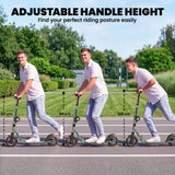 SPORTNOW Foldable Adult Kick Scooter with Adjustable Handlebar & 200mm Big Wheels – One-Click Folding, Silver