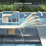 Outsunny Set of 2 Folding Sun Loungers with 5-Position Backrest, Face Hole and Side Pocket, Beige