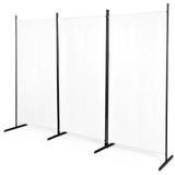3-Panel Folding Room Divider Screen, 6ft Polyester Fabric, Carbon Steel Frame – Privacy Partition, Off-White