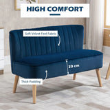 HOMCOM Modern Two-Seater Sofa with Foam Padding & High Back – Compact Velvet-Feel Loveseat for Home Office, Dark Blue