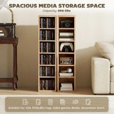 HOMCOM Set of 2 CD Storage Towers with Adjustable Shelves – Slim Media Display Rack for 204 CDs, Natural